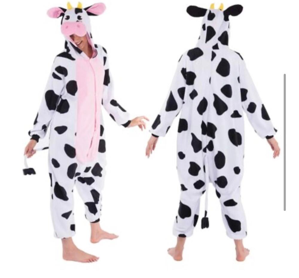 Spooktacular Creations Adult Cow Kigurumi One Piece Pajamas New XL